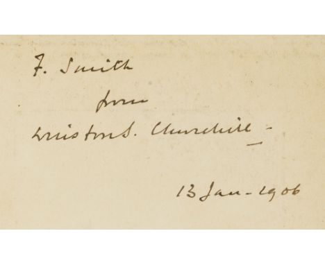 Churchill (Sir Winston Spencer) Lord Randolph Churchill, 2 vol., first edition, signed presentation inscription from the auth