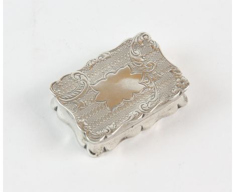 Edward VII engraved silver snuff box with blank cartouche Birmingham 1901 makers mark rubbed, 1oz 36gm