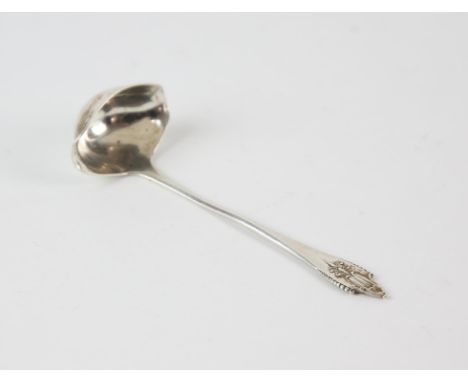 Georg Jensen Akkeleje pattern silver double lip sauce ladle.