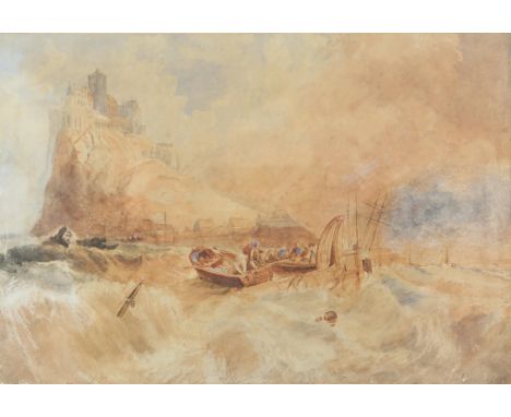 AMENDED DESCRIPTION  - Manner of Clarkson Stanfield RA (British, 1793-1867), seascape with St. Michael's Mount to background,