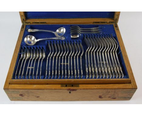 Canteen of Kings Pattern silver cutlery for 12 places comprising 12 table forks, 12 side/desert forks, , 12 table spoons, 12 