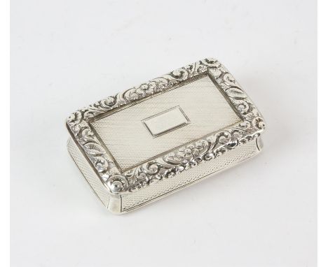 William IV engine turned silver snuff box with foliate border and blank cartouche, by Joseph Willmore, Birmingham 1833 3oz 94