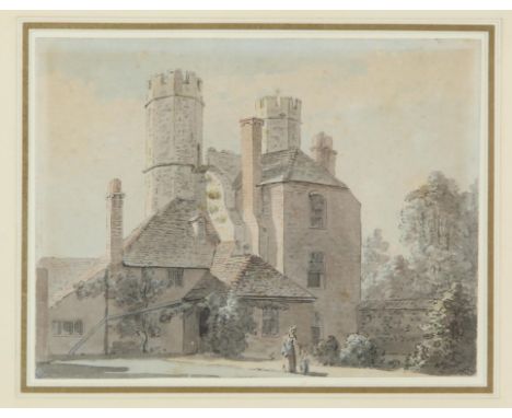 Paul Sandby RA (British, c.1730-1809), 'A Woman and Child by St. Augustine's Gate, Canterbury', pen and grey ink with waterco