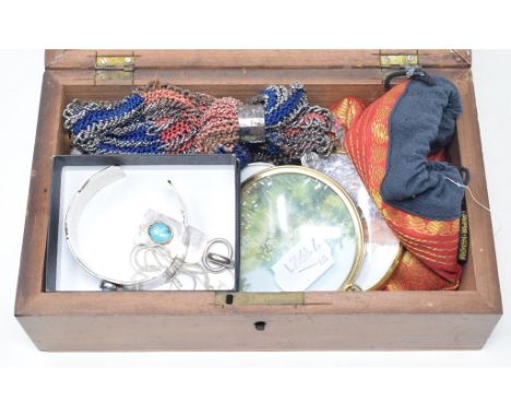 A Lesley Phillips silver and turquoise bangle, a similar pendant on chain, other assorted jewellery, a misers purse, and othe