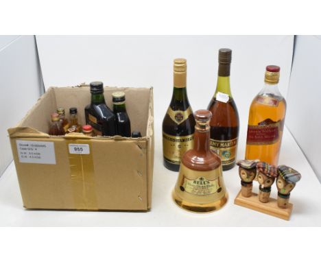 A 68cl bottle of Remy Martin cognac, a bottle of Johnnie Walker whisky and other spiritis (qty) 