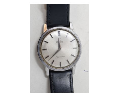 A gentlemans stainless steel Omega Seamaster automatic wristwatch, with baton indices, lacking crown wheelReport by GHAs ment