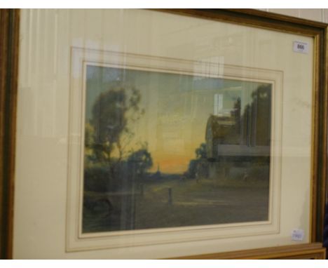 Charles Wilkinson, figures near a public house, watercolour, signed, 24.5 x 33 cm 