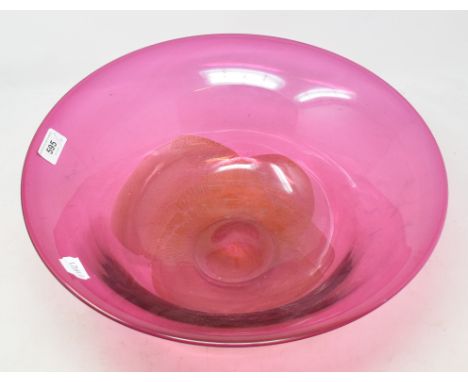 **Revised Estimate** A William Walker cranberry art glass bowl, signed and dated 2002, 34 cm diameter, and another, 41 cm dia