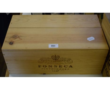 Six bottles of Fonseca vintage port, 1992, rated 97/100 by Robin Parker, in unopened own wooden case 