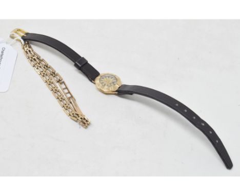 A lady's 9ct gold watch strap, approx. 6 g, and a lady's 9ct gold Rotary wristwatch (2) 
