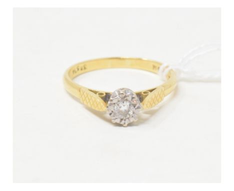 An 18ct gold and single stone diamond ring, approx. ring sizeQReport by RBApprox. 3.2 g 