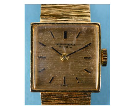 A lady's 18ct gold International Watch Company wristwatch, with baton indices See illustrationApprox. 40.3 g (all in) 