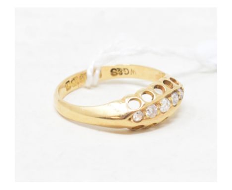 An 18ct gold and five stone diamond ring, approx. ring size L½Approx. 2.2 g 