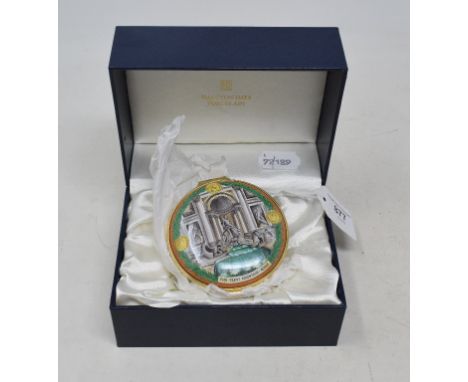 A Halcyon Days enamel music box, decorated the Trevi Fountain ? Rome, boxed 