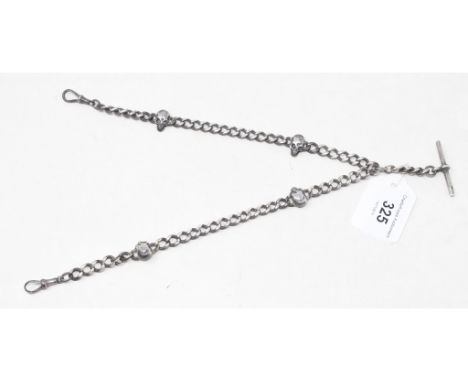 A silver Albert, with skull links, approx. 2.2 ozt 