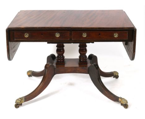 A 19th century mahogany sofa table, with two real and two false drawers, 162 cm wide See illustrationReport by GHExtended wid