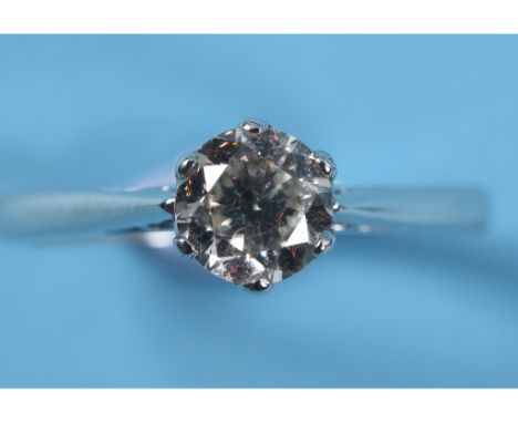 An 18ct white gold and diamond solitaire ring, approx. 0.75ct, approx. ring size K½ 