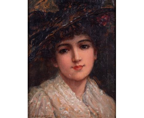O*** SILK (LATE 19TH/EARLY 20TH CENTURY)Portrait of a young lady wearing a hatsigned and dated 'O. SILK 1896' (lower left)oil