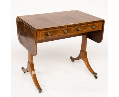 A REGENCY SYCAMORE INLAID ROSEWOOD SOFA TABLE131 cm wide (open); 53cm deep; 71cm highCondition report:&nbsp;Please see extra 