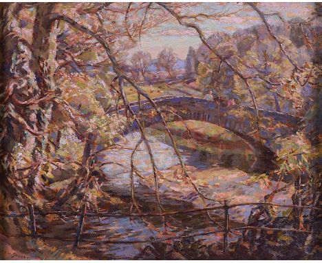 PERCY HAGUE JOWETT (BRITISH, 1882-1955)Rothay Bridge, Amblesidesigned 'P. H. Jowett' (lower left)oil on canvas41 x 51cmARR