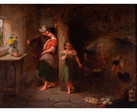 ENGLISH SCHOOL, 19TH CENTURY (2)A family group in an interioroil on panel17.5 x 22.5cmtogether with; Frederick Daniel Hardy (