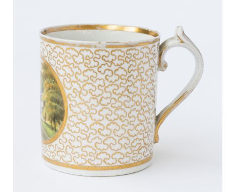 Chamberlain Worcester Puce Brown & Gold Floral New Fluted Coffee