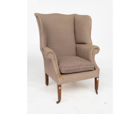 A GEORGE III MAHOGANY FRAMED WINGBACK ARMCHAIR86cm wide; 113cm highCondition Report:Marks and light staining/fading to the up