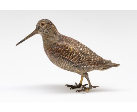 AN AUSTRIAN COLD-PAINTED BRONZE OF A WOODCOCKPossibly by Franz Xavier Bergman, Early 20th CenturyWith an indistinct mark to t