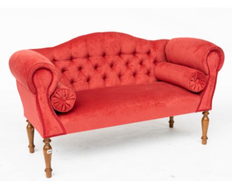 A SMALL REGENCY STYLE HUMP BACK SOFA140cm wide; 57cm deep; 82cm high