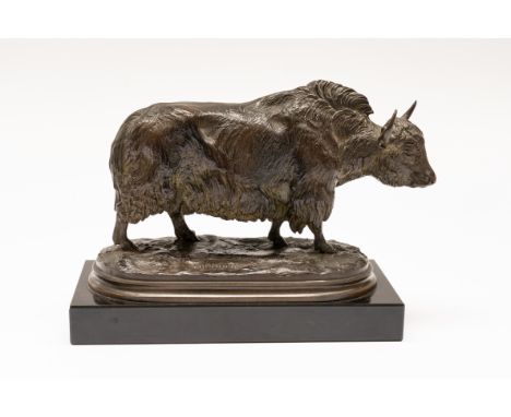 ISIDORE-JULES BONHEUR (FRENCH, 1827-1901); A BRONZE BISON OR ‘BISON BONASUS’Inscribed to the cast ‘I BONHEUR’, mounted on a b