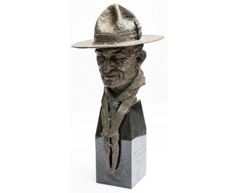 DAVID WYNNE OBE (1926-2014); A BRONZE PORTRAIT BUST OF LORD BADEN-POWELLCast with a signature DAVID WYNNE and numbered 6/6, m