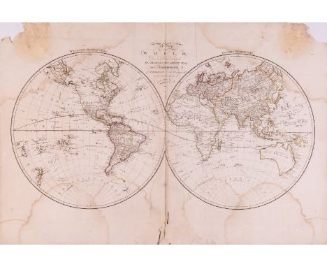 A LARGE FOLIO OF MAPS INCLUDING MAP OF THE WORLD DRAWN AND ENGRAVED FROM D’ANVILLES TWO SHEET MAP; WILTONIA WILSHIRE (QUANTIT