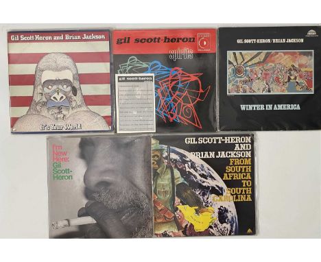 GIL SCOTT HERON - LPs. Top bundle of 5 x LPs featuring Gil Scott Heron and also Brian Jackson. Titles are Winter In America (