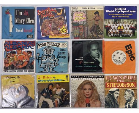 DANNY'S SINGLES - TV / COMEDY / POP. Approx 89 assorted singles from Danny's collection, chiefly c 1970s - 90s UK issued titl