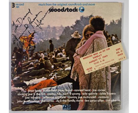 A copy of the Woodstock 3xLP soundtrack set (2663 001) signed to front of sleeve in black marker pen with inscription to Dann