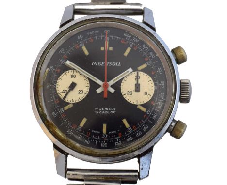 A 1970s Ingersoll chronograph manual wind wristwatch,  A 1970s Ingersoll chronograph manual wind wristwatch, the signed rever