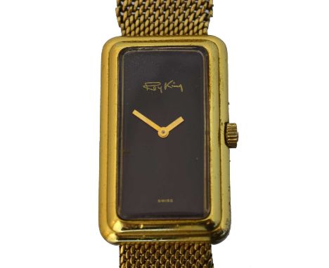 A 1970s silver gilt Roy King manual wind wristwatch, A 1970s silver gilt Roy King manual wind wristwatch, ref. J.14, the rect