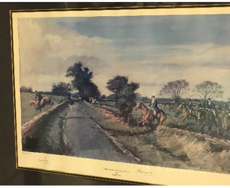 A collection of sporting related prints to include AFTER GERALD HARE ??? "With the Duke of Beaufort Hounds", limited edition 