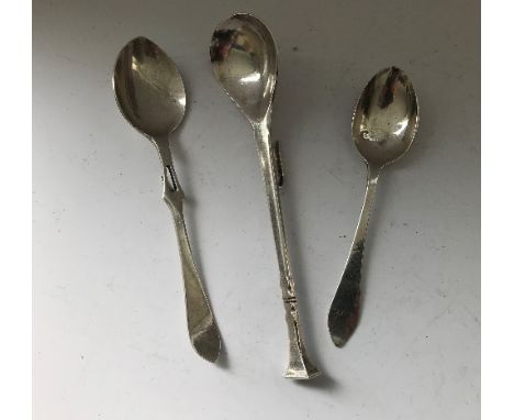 A silver preserve spoon in the Arts &amp; Crafts manner (by William Henry Warmington, London 1959), together with a silver te