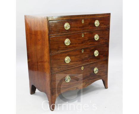 A Regency mahogany caddy top chest, of four graduated long drawers, on bracket feet, W.2ft 10in. D.1ft 7in. H.3ft 2in.