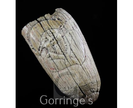 A 17th century carved whale's tooth scrimshaw, decorated with a portrait of Moses Cohen Henriques, Dutch pirate and advisor t