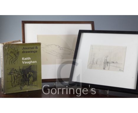 § Keith Vaughan (1912-1977)2 drawings,Reclining nude c.1960 and Figures in an interior II, c.1940,both stamped with the artis