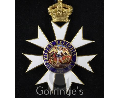 The Most Distinguished Order of St Michael and St George K.C.M.G, Knight Commander's neck badge, gold and enamel, 4.25in.
