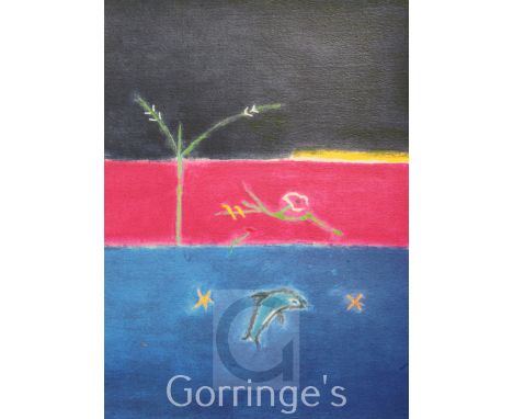 § Craigie Aitchison (1926-2009)screen print,Dolphin,signed in pencil verso and dated 2004, 61/74,17.75 x 13.5in., unframed