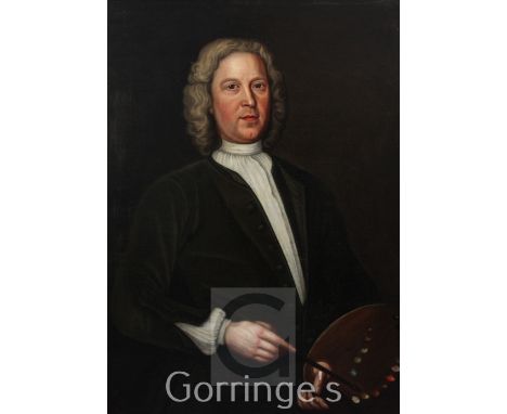 Early 18th century English Schooloil on canvas,Portrait of a gentleman artist,36 x 27in.