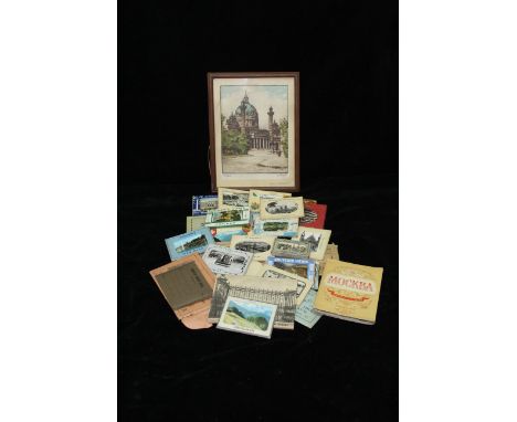 A collection of vintage tourist packs of photos / postcards from all over Europe, the Americas and Russia and a mixed media (
