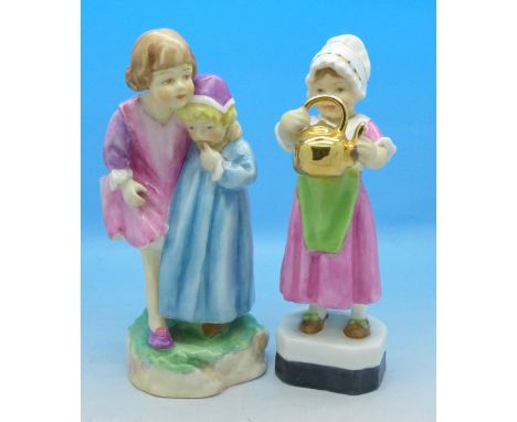 Two Royal Worcester figures, Babes in the Wood and Polly Put The Kettle On