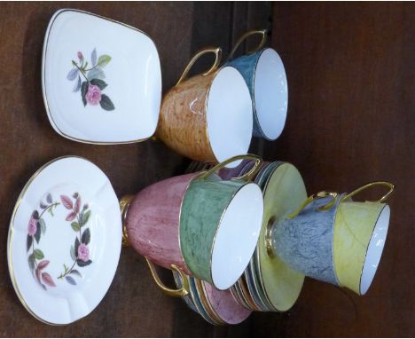 A Royal Albert Gossamer six setting tea service, yellow cup a/f, and two Wedgwood dishes