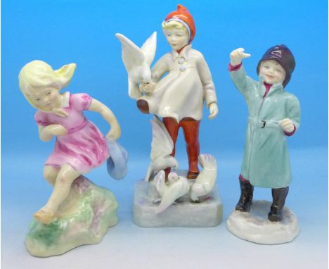 Three Royal Worcester figures, March, February and November