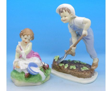 Two Royal Worcester figures, Saturday's Child Works Hard For A Living and Little Miss Muffett